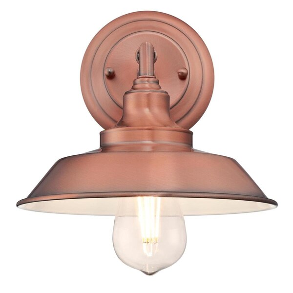 Westinghouse Fixture Wall 60W Iron Hill Washed Copper Metal White Intr Shade 6370400 - main
